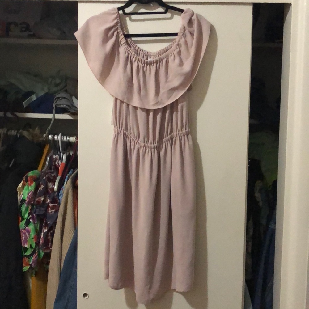 Aritzia pale pink off the shoulder dress